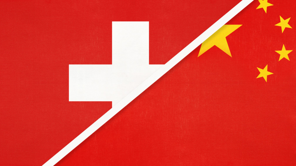 China Schweiz Flaggen 