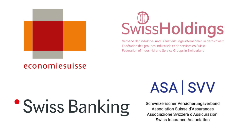 Logos economiesuisse, Swissholdings, Swissbanking, SVV