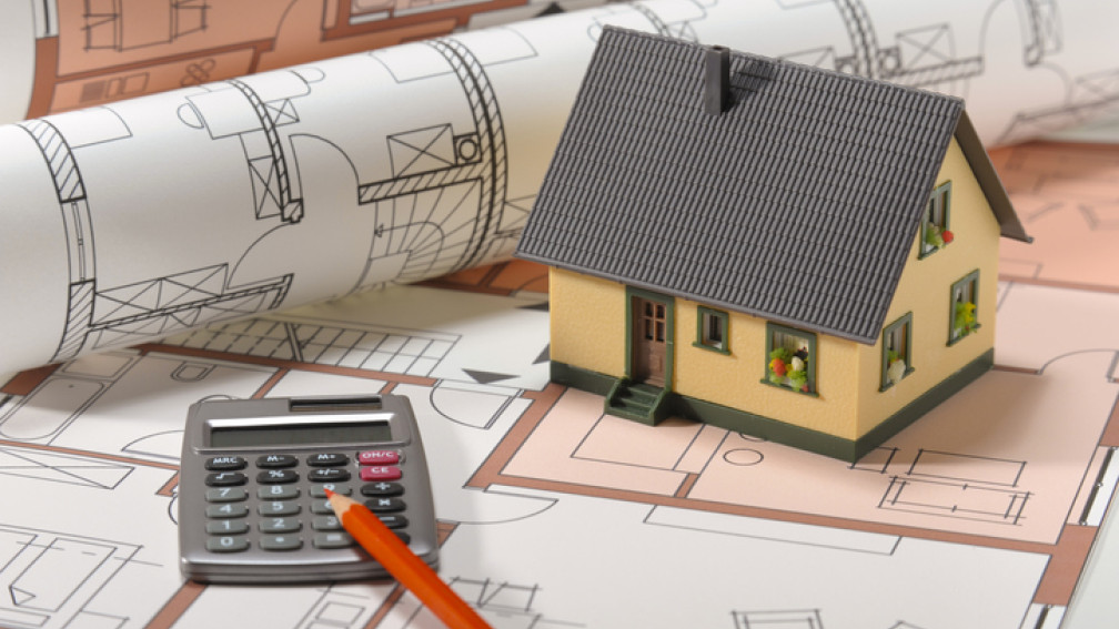 Haus mit Bauplan