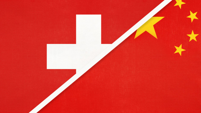 China Schweiz Flaggen 