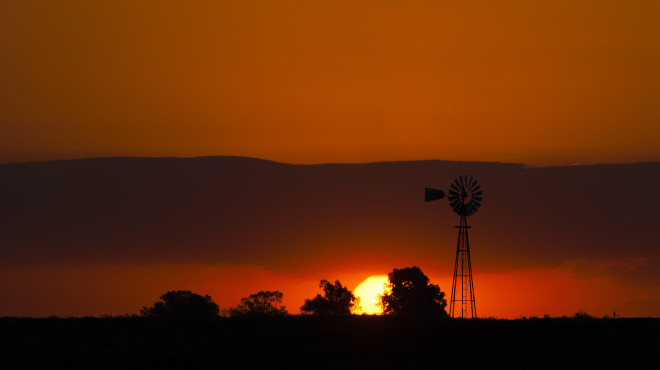 Paysage d'Amérique du sud avec coucher du soleil