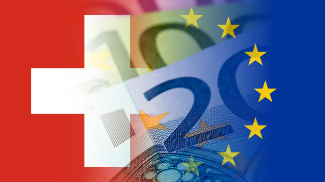 Drapeau suisse et européen