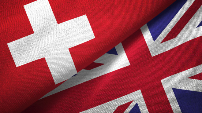 Flaggen der Schweiz und der UK