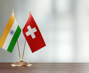 Schweiz Indien Flaggen