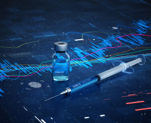 Graph mit Covid-Spritze