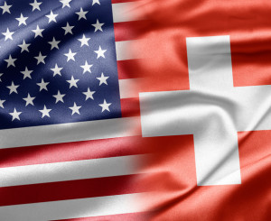 Drapeaux des États-Unis et de la Suisse