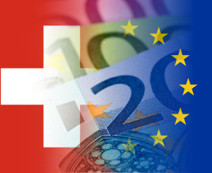 Drapeau suisse et européen