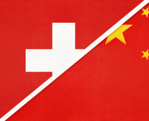 Flagge Schweiz und China